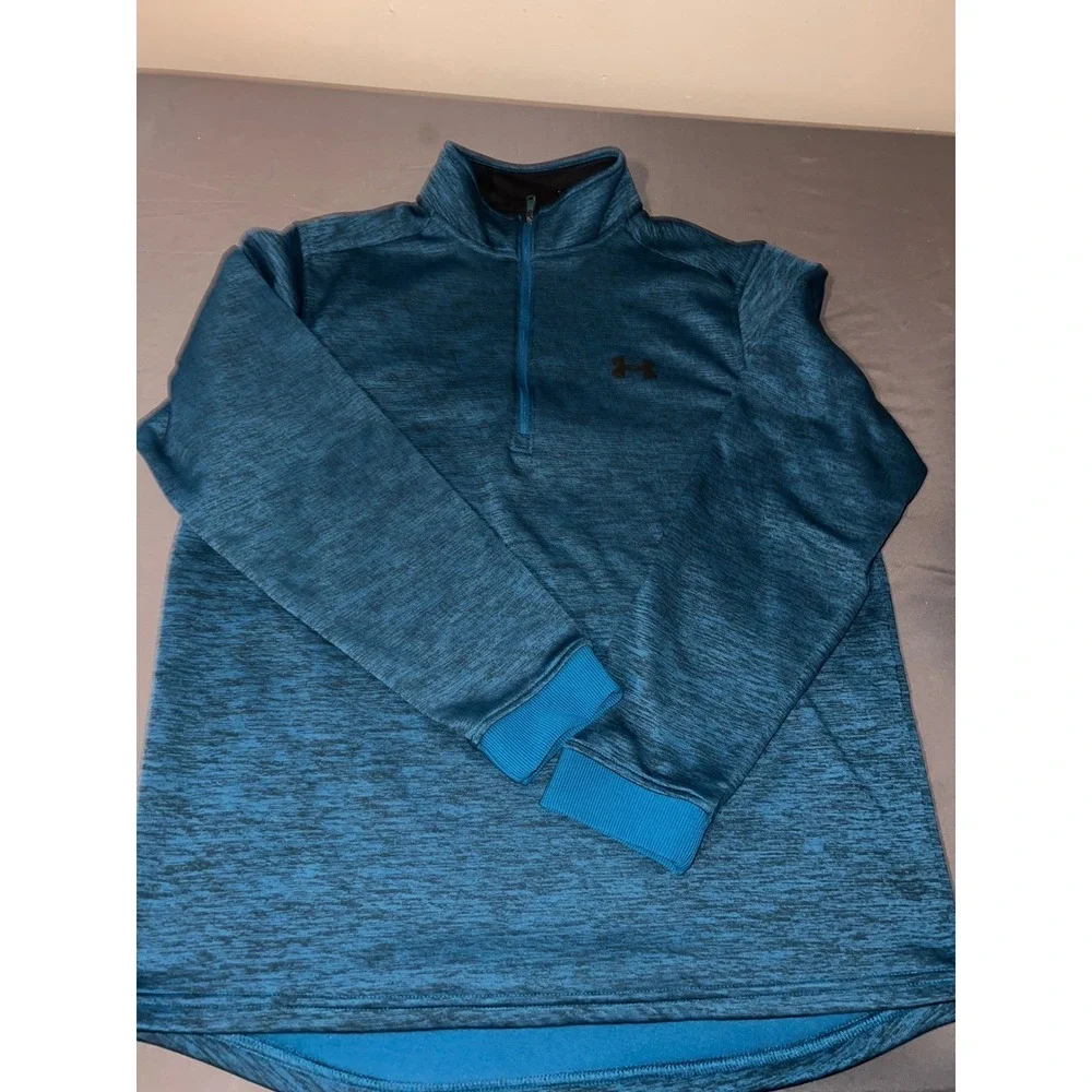 Under Armour ColdGear Mens Large Blue Space Dye Quarter Zip Fleece Pullover